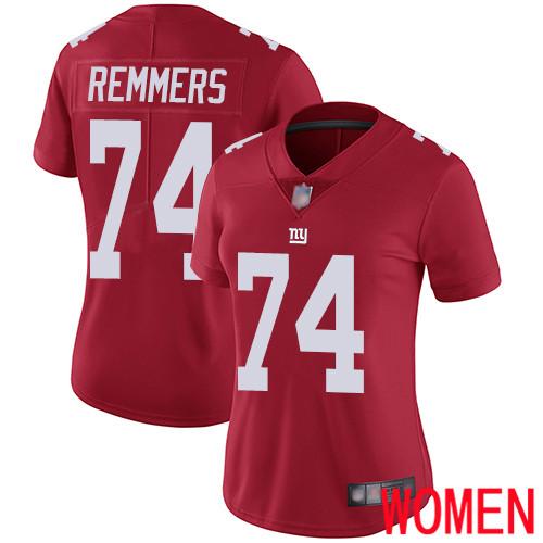 Women New York Giants #74 Mike Remmers Red Limited Red Inverted Legend Football NFL Jersey->women nfl jersey->Women Jersey